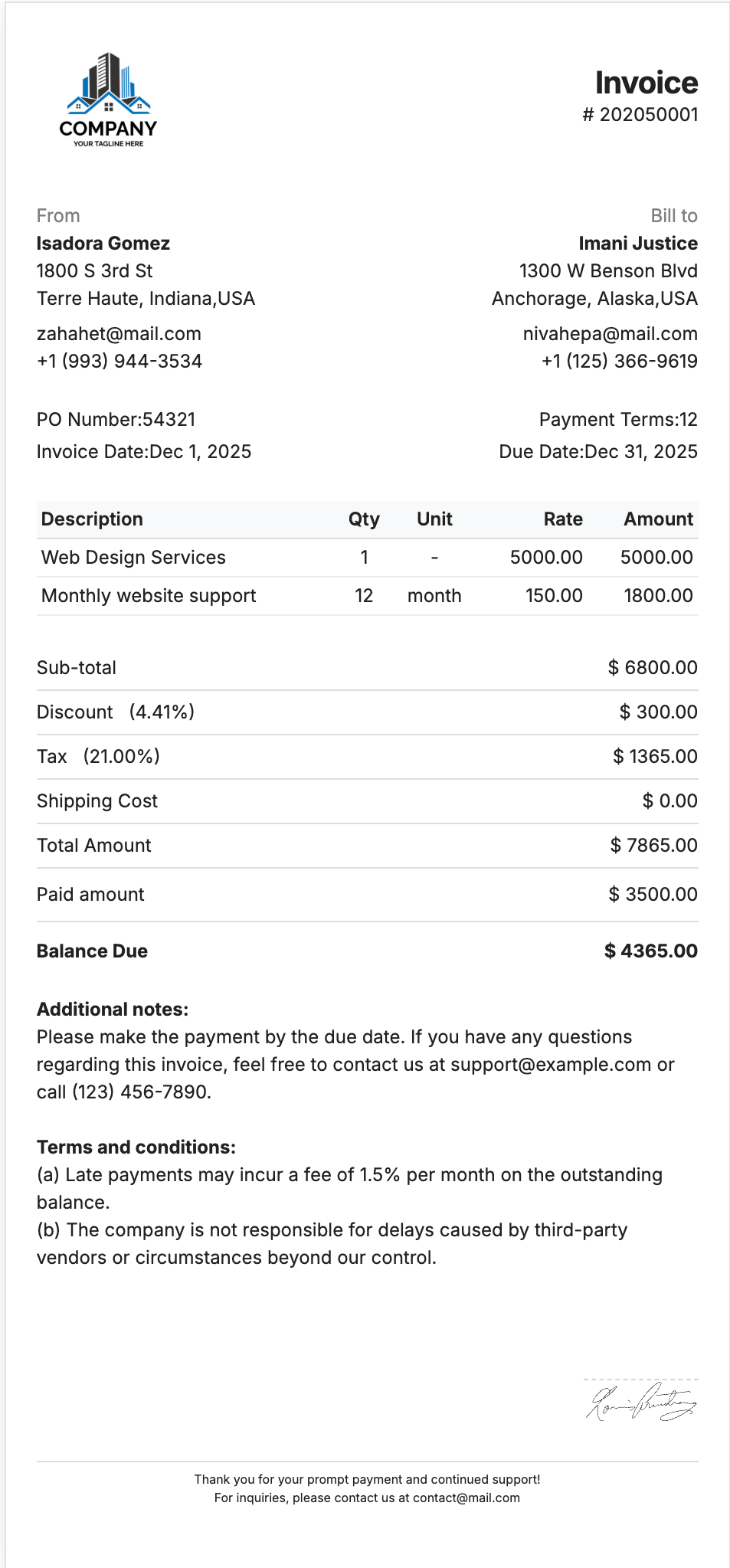 Sample Invoice - Professional Invoice Template